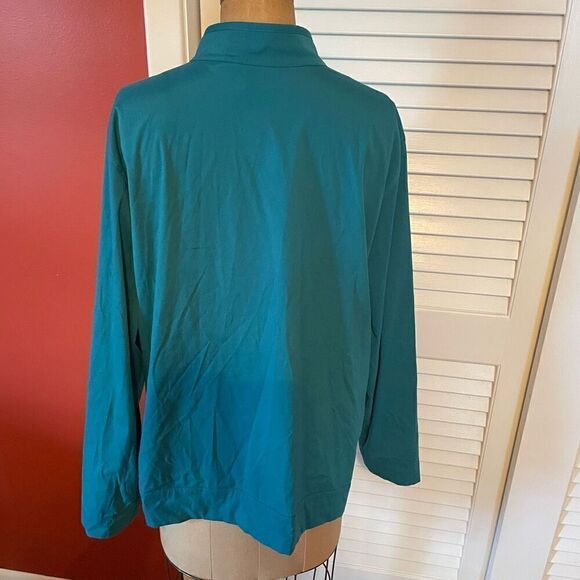 ADDITIONS BY CHICO’S | teal athletic zip up jacket with pockets size 3 or L - Picture 4 of 5